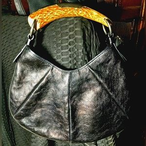 Authentic Yves Saint Laurent Mombasa Bag black leather